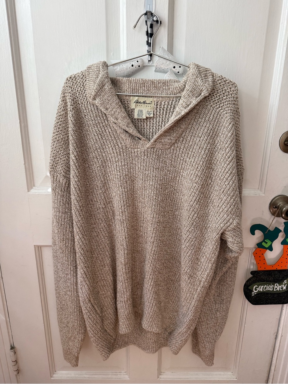 Vintage made in USA Eddie Bauer 100% cotton knit Henley sweater